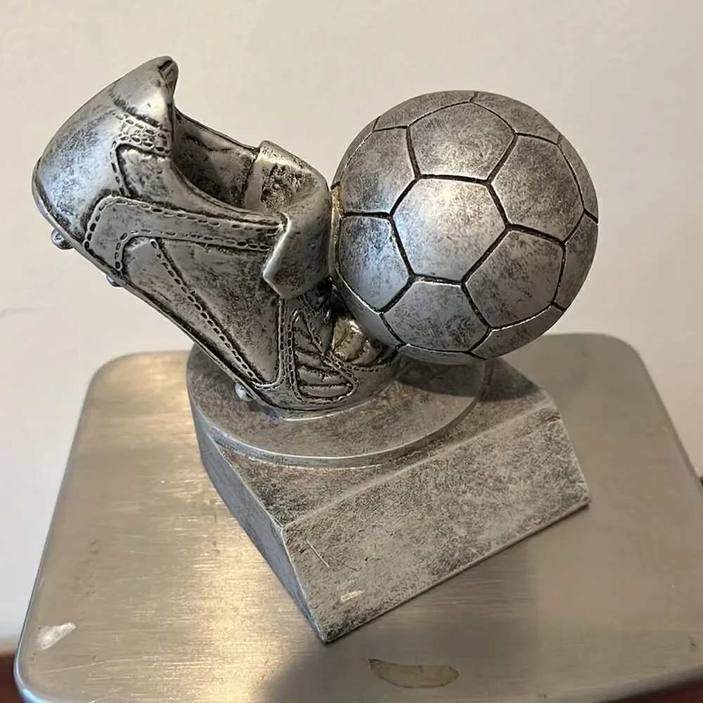 4” Soccer Ball Boot Cleats Trophy Statue Kids Youth Child Decor World Cup Here!